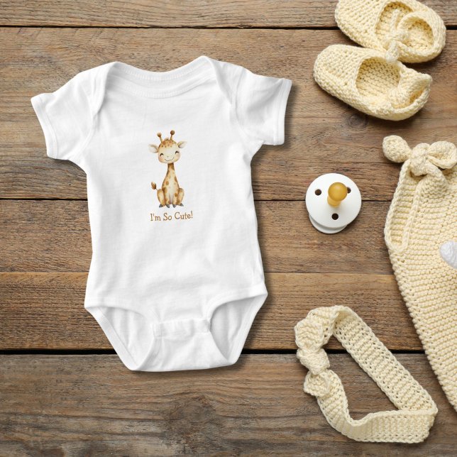 Body Para Bebê Girafa Personalizada Neutra Fofa  (Giraffe Baby Body Suit. Personalized Baby shower gift, or new baby gift. Gender Neutral)