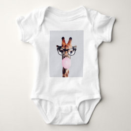 Body Para Bebê Girafa Vestindo Óculos soprando pastilha elástica 