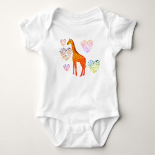 Body Para Bebê Giraffe Hearts Jersey