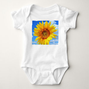 Body Para Bebê Girassol Amarelo e Abelhas no Céu Azul - Dia do V