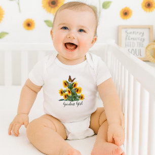 Body Para Bebê Girassol amarelo "Garden Girl"