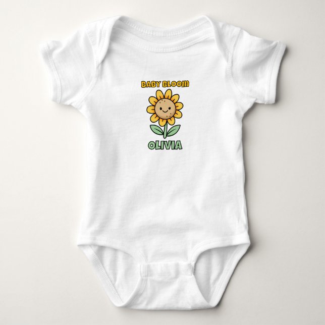 Body Para Bebê Girassol Sorridente Personalizado (Frente)
