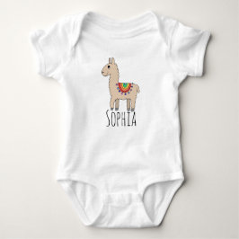 Body Para Bebê Girls Cute Rainbow Llama Cartoon and Name