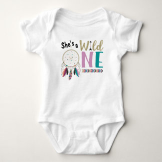 Body Para Bebê Girls Dreamcatcher Wild ONE primeiro aniversario O