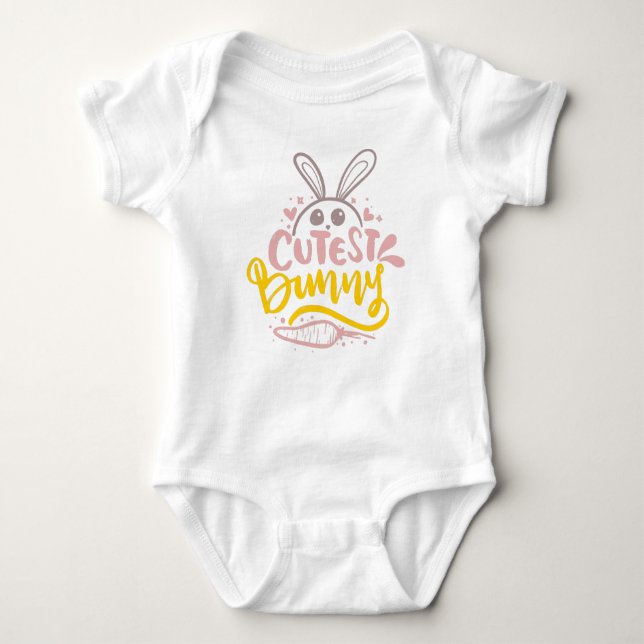 Body Para Bebê Girly Cutest Bunny Easter Rabbit Quote Baby Bodysu (Frente)