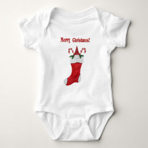 Body Para Bebê Gnome bonito em canas doces de Natal Vermelho