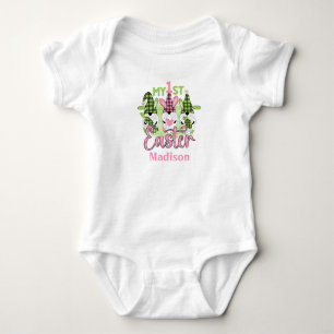 Body Para Bebê Gnomos da Páscoa de Primavera Rosa Verde Meu Prime