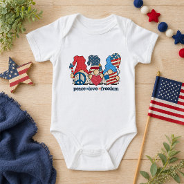 Body Para Bebê Gnomos Patrióticos Boho