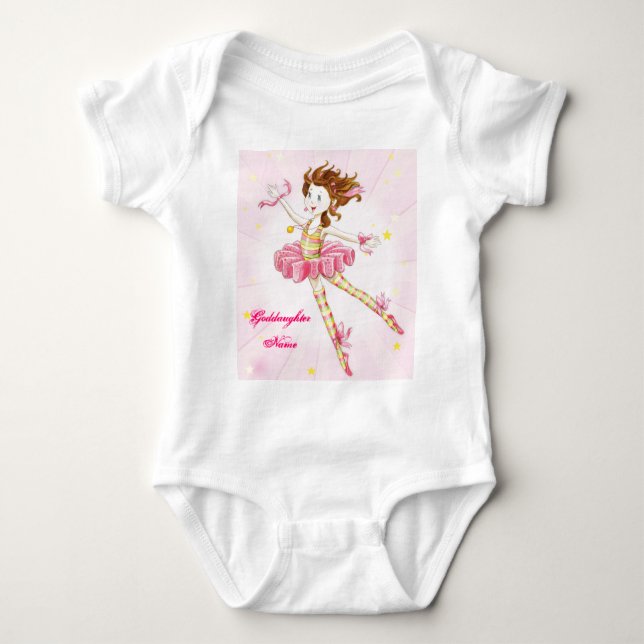 Body Para Bebê Godchild Gift Pink Ballerina Personalizada (Frente)