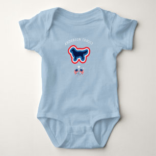 Body Para Bebê Golden Retriever Vermelho Branco e Azul 4 de Julho
