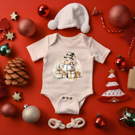Body Para Bebê Golden Snowman: Add Elegance to Your Holiday Deco