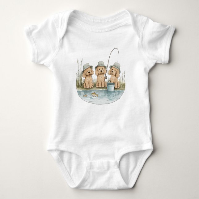 Body Para Bebê Goldendoodle Cães Pescar (Frente)