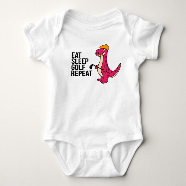 Body Para Bebê Golfe comer dormir golfe repetir com dinossauro (Frente)