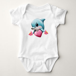 Body Para Bebê Golfinho bebê bonito com coração Namorados
