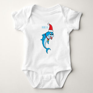 Body Para Bebê Golfinho bonito com desenho animado de Papai Noel