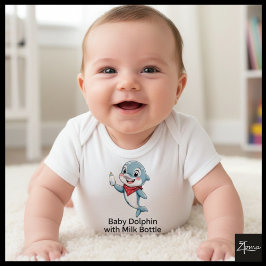 Body Para Bebê Golfinho com Garrafa Bebê