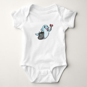 Body Para Bebê Golfinho como Limpador com Saco de Lixo