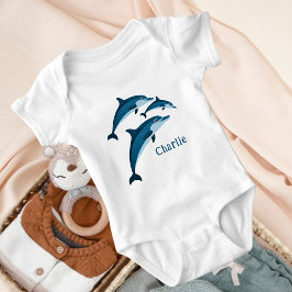 Body Para Bebê Golfinhos azuis doces
