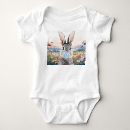 Body Para Bebê Goma-bolha azul-amarelada com flores silvestres