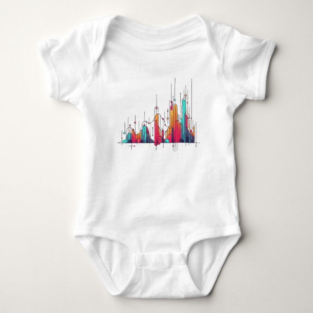 Body Para Bebê Gráfico de candelabro financeiro colorido (Frente)