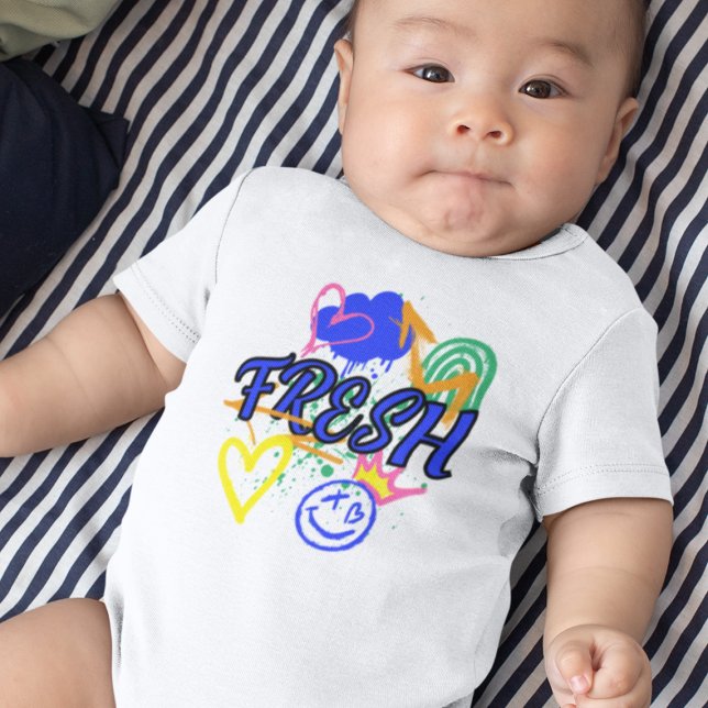 Body Para Bebê Grafite fresco com arco-íris e coração (Criador carregado)
