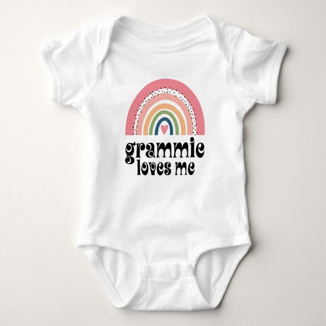 Body Para Bebê Grammie me ama neta Boho Rainbow (Frente)