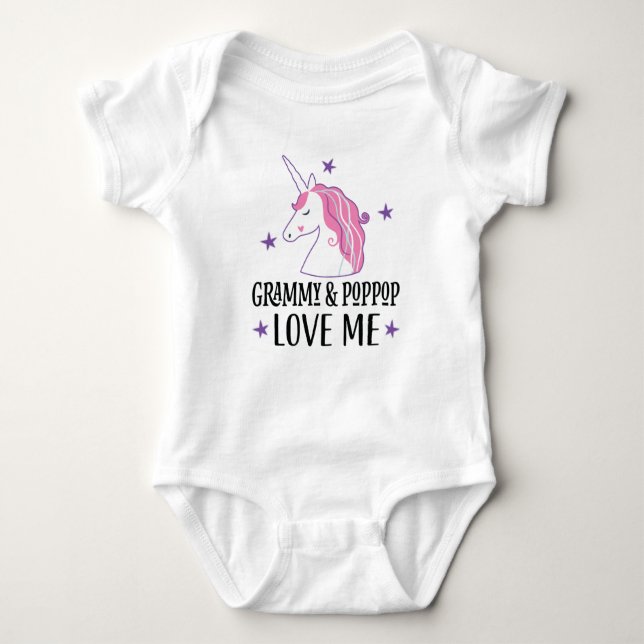 Body Para Bebê Grammy and Pop Love Me unicorn (Frente)