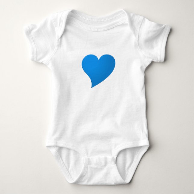 Body Para Bebê Grande Coração Azul, Amor, Branco (Frente)