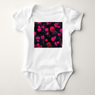 Body Para Bebê Grande padrão floral de tulipas estilizadas.