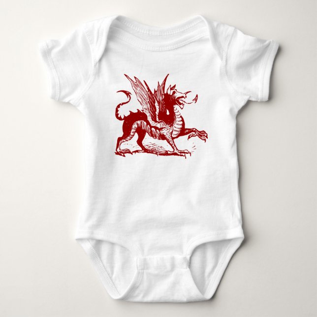 Body Para Bebê Grave de Dragão - Vermelho Rubi (Frente)