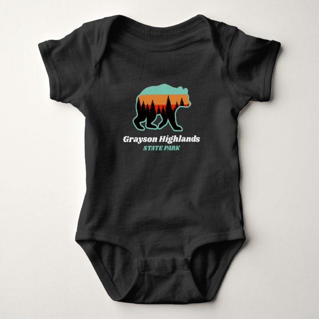 Body Para Bebê Grayson Highlands State Park Virginia VA Bear (Frente)