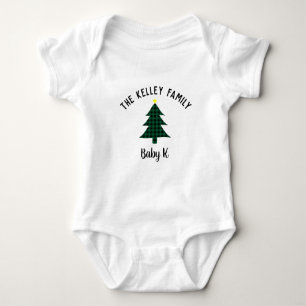 Body Para Bebê Green Buffalo Plaid Tree, Baby Holiday Family