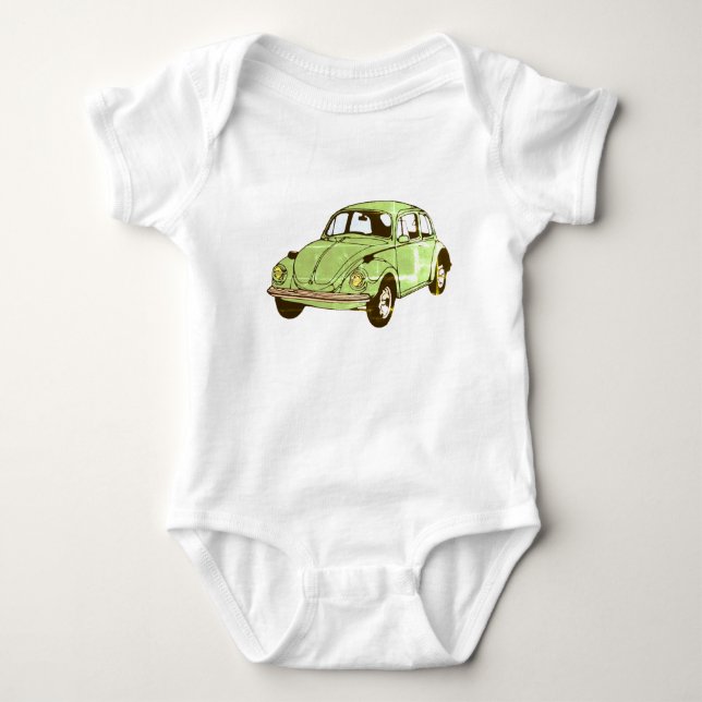 Body Para Bebê Green Car Drawing Jersey Bodyfato (Frente)