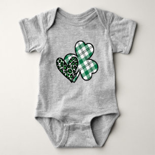 Body Para Bebê Green Lepard Print Love Shamrock Xadrez Buffalo