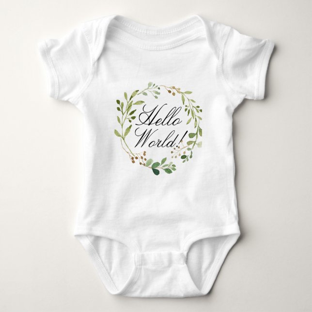 Body Para Bebê Greenery Wreath personalizado (Frente)