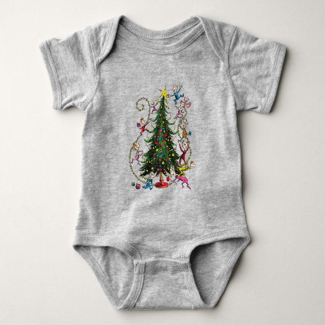 Body Para Bebê Grinch Clássico | Árvore de Natal (Frente)
