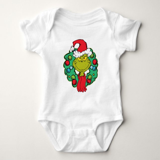 Body Para Bebê Grinch | Coroa de Natal (Frente)