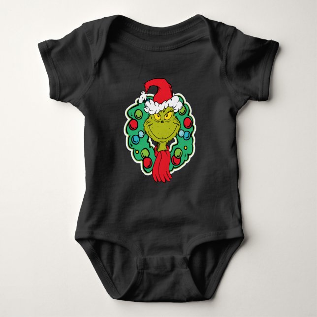 Body Para Bebê Grinch | Coroa de Natal (Frente)