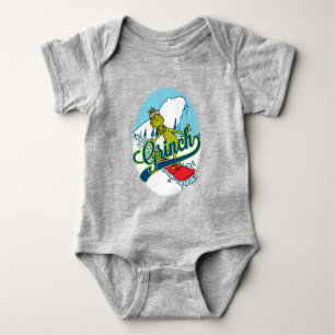 Body Para Bebê Grinch fazendo snowboarding