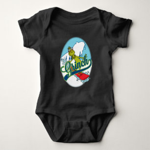 Body Para Bebê Grinch fazendo snowboarding