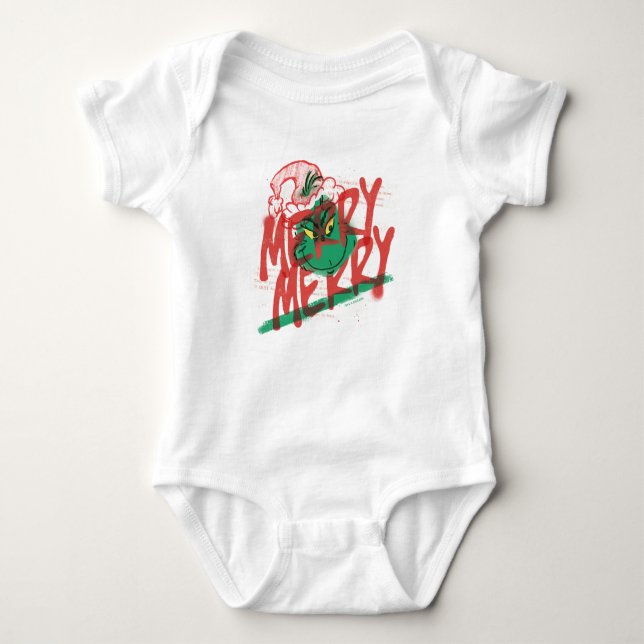 Body Para Bebê Grinch | Grunge Gráfico Alegre Alegre (Frente)