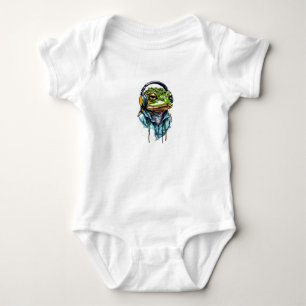 Body Para Bebê Groove Urbano: Sapo Colorido com Fones de ouvido