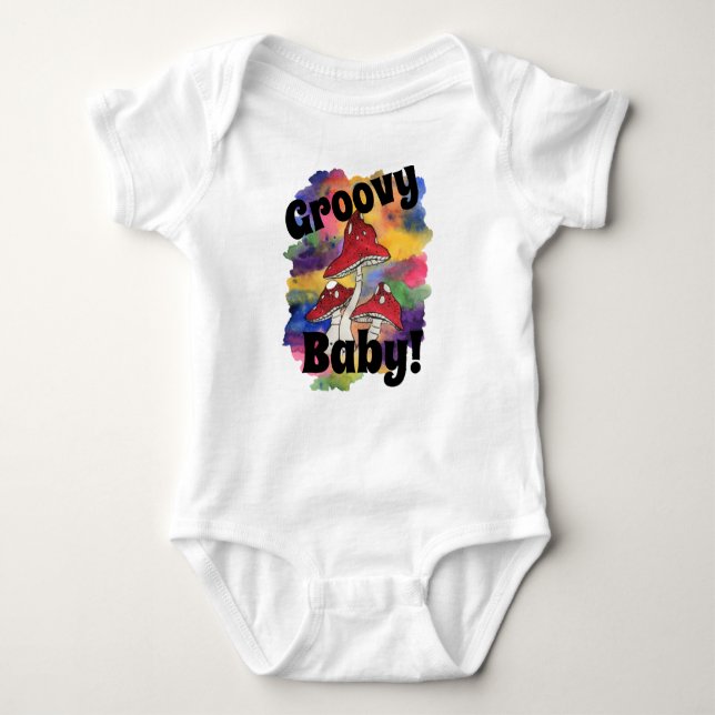 Body Para Bebê Groovy Baby! Bebê de tintura psíquica (Frente)