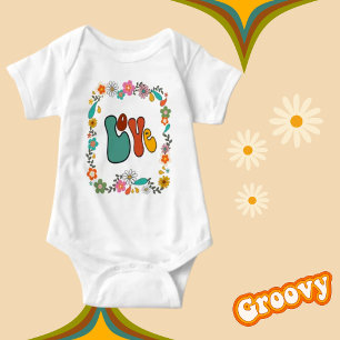 Body Para Bebê Groovy Baby LOVE floresce 70 anos inspirado
