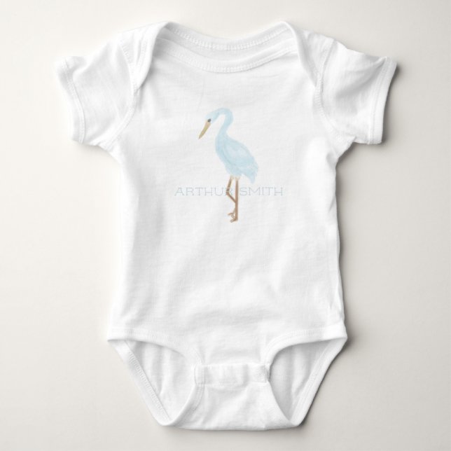 Body Para Bebê Grua Azul Aquarela (Frente)