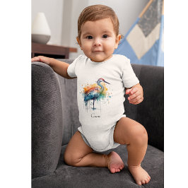 Body Para Bebê Grua Graciosa: Arte com Aquarela, personalizada