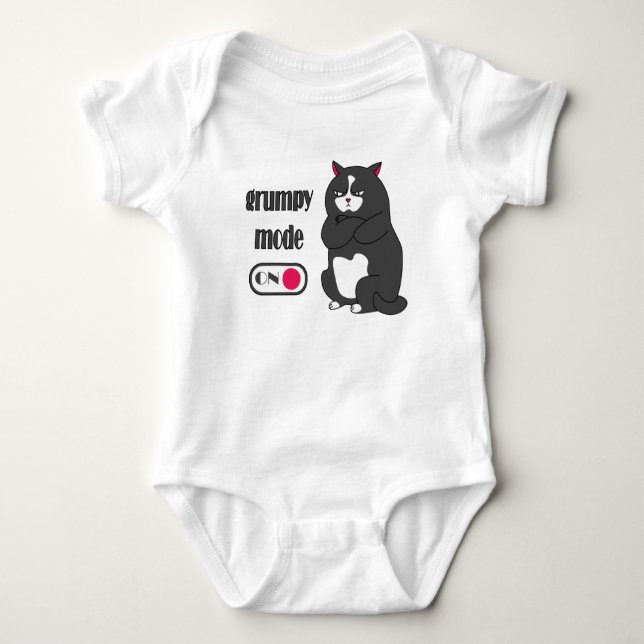 Body Para Bebê Grumpy mode on funny fat cat (Frente)