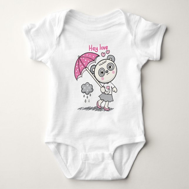 Body Para Bebê Guarda-chuva panda  (Frente)