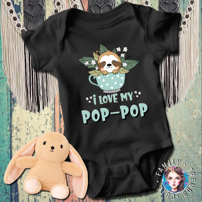 Body Para Bebê Guaxinim Eu Amo Meu Vovô  (Criador carregado)