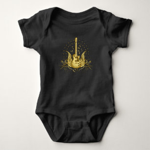 Body Para Bebê Guitarra voada ouro